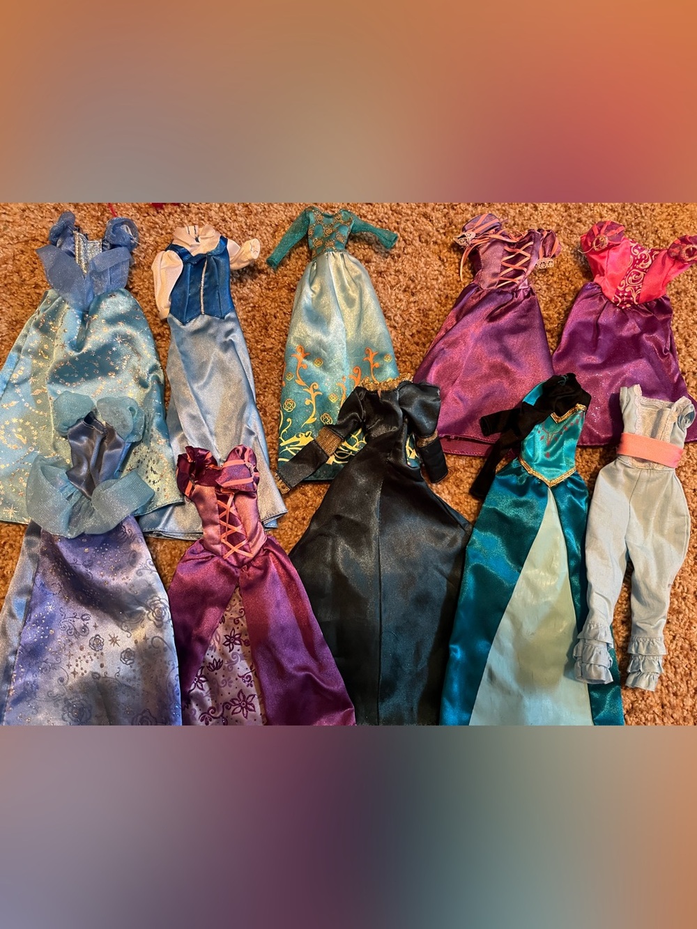 Barbie Fashion Doll Disney princess dress lot 10